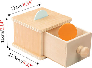 Montessori Coin Box Enhance Toddler Learning with Object Permanence Box Montessori Toys for 1+ Year Old Wooden Drop Toys for Toddlers Infant Developmental Coin Drop Toy Pincer Grasp Toys