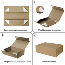 Gift Box with Lid, Collapsible Bridesmaid Proposal Box with Magnetic, Sturdy Storage Box for Birthdays, Weddings, Father's Day, Christmas (Kraft, 28 x 20 x 9cm, 11 x 8 x 3.5 inchs)
