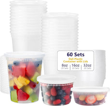 36-Pack 32 oz Plastic Deli Food Containers with Lids plastic soup containers with lids 32 oz plastic deli containers with lids variety pack, Leakproof, BPA-Free, Microwave/Freezer/Dishwasher Safe