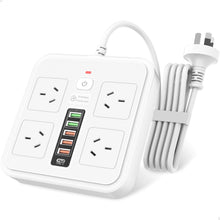 11-in-1 Power Board with USB C and Independent Switches, 6Ft(1.8M)Extension Cord,5 AC Outlets, 6 USB Ports, Surge Protector Power Board, Overload Protection, Ideal for Home, Office, Dorm Room (White)