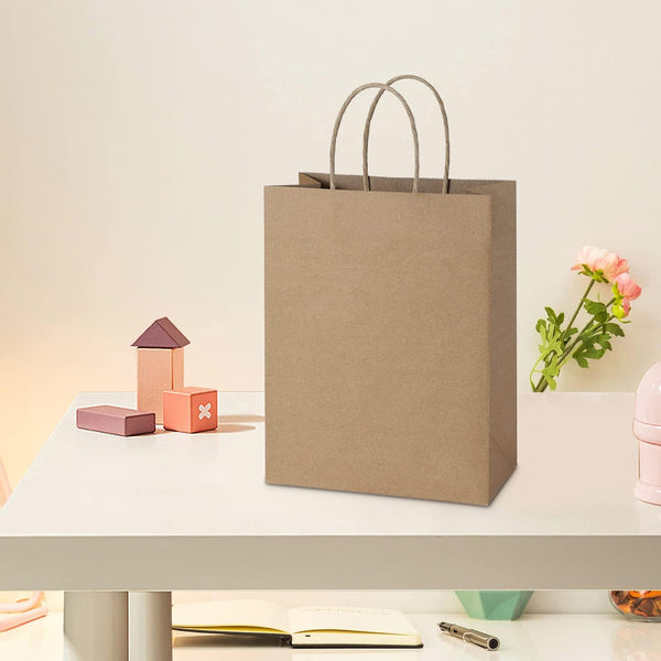 26 x 12 x 32cm, 10.2 x 4.7 x 12.6inches Brown Kraft Paper Bags 30 Pcs Kraft Shopping Bags, Paper Gift Bags, Retail Bags, Recycled Bulk Paper Bags, Brown Paper Bags with Handles Bulk