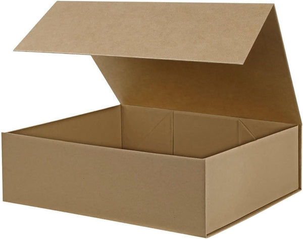 Gift Box with Lid, Collapsible Bridesmaid Proposal Box with Magnetic, Sturdy Storage Box for Birthdays, Weddings, Father's Day, Christmas (Kraft, 28 x 20 x 9cm, 11 x 8 x 3.5 inchs)