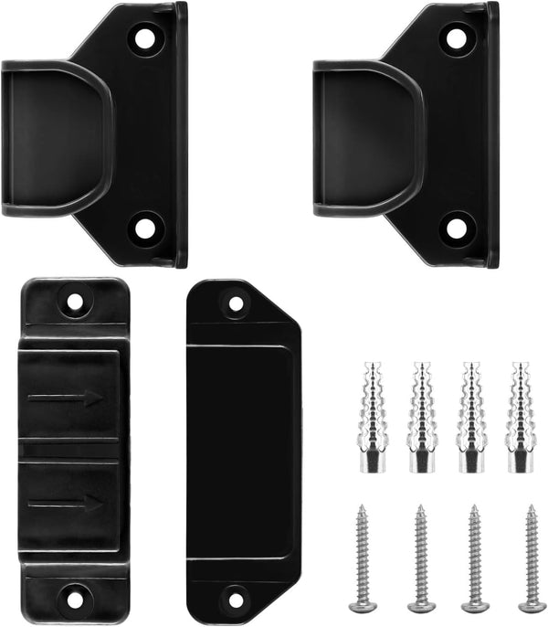 Baby and Pet Gate Repair Kit - 2 Brackets, 2 Latches, Full Wall Mounting Kit for DoxCot Retractable Baby and Pet Safety Gates - Durable Brackets, Latches, and Installation Screws Included,Black