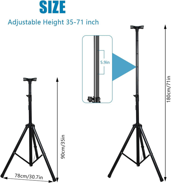 Universal Speaker Stand - Dual Height Adjustability from 90-180cm Supports Up to 50KG,35mm Compatible Insert for Home Stage Studio Monitor Stands Speaker Tripod Stand for Large Speakers(2Pcs,90-180CM)