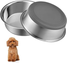 Stainless Steel Dog Bowls Metal Large Dog Water Bowl - Food Grade, BPA Free, with Anti-Slip Silicone Bottom for Wet and Dry Foods for Medium to Large Dogs, Easy to Clean (1.75 litre Each, Set of 2)