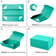 Gift Box with Lid, Collapsible Bridesmaid Proposal Box with Magnetic, Sturdy Storage Box for Birthdays, Weddings, Father's Day, Christmas(turquoise,35 x 23 x 10,13.7 x 9 x 3.9 inches)