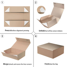 Gift Box with Lid, Collapsible Bridesmaid Proposal Box with Magnetic, Sturdy Storage Box for Birthdays, Weddings, Father's Day, Christmas (Rose Gold, 28 x 20 x 9cm, 11 x 8 x 3.5 inchs)
