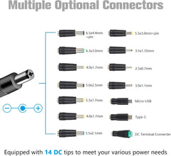 60W Universal Power Supply Adjustable 3-12V 5A 60W Universal Power Adapter DC 3V 4.5V 5V 6V 7.5V 9V 12V Variable Universal DC Adapter 100V~240V AC to DC Variable Power Converter with 14 Adaptor Tips