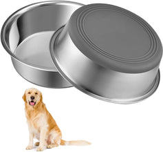 Hammered Finish Stainless Steel Dog Food Bowls Set - Non-Slip, Rust Resistant, Food Grade, Large Dog Food Steel Dog Bowls Set Large Sized Dog for Medium to Large Dogs (1.75 Litre Each, Set of 2)