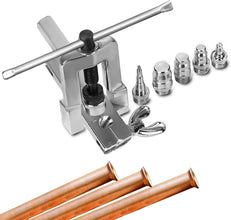 Flaring Swage Tool Kit, HVAC Tools - Professional Flaring Tool Kit and Swaging Tool Kit for Brake Line and Tubing,Includes Tubing Cutter and Ratchet Wrench for Copper Aluminum Plastic Pipe 45 Degrees