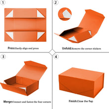 Gift Box with Lid, Collapsible Bridesmaid Proposal Box with Magnetic, Sturdy Storage Box for Birthdays, Weddings, Father's Day, Christmas (Orange,23 x 15 x 10,9 x 5.9 x 3.9 inches)
