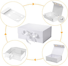 2pcs Elegant White Box for Gift: Bride Gift Box, Magnetic Gift Box with Ribbon, White Gift Box,Bridesmaid Boxes, White Boxes for Bridesmaid Proposal, Paper Mache Boxes(White, 25x22x9cm)