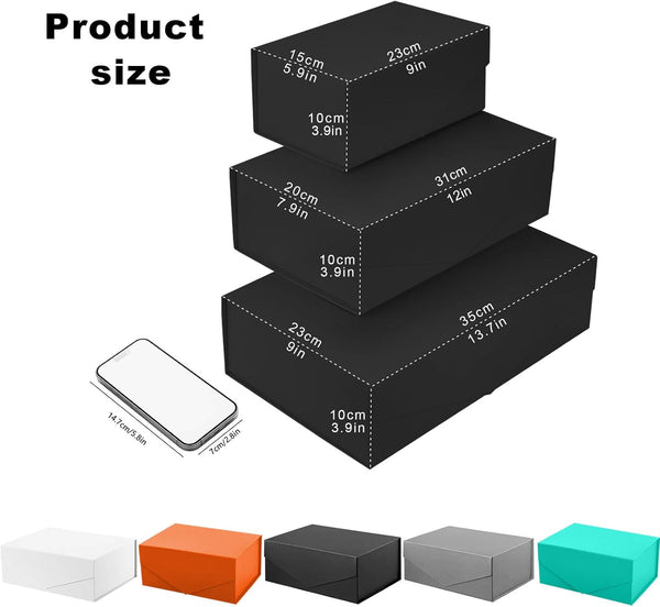 Black Elegance for Special Moments, Jewelry, Watches. 2Pcs Bridesmaid Boxes, Birthday Box, Magnetic Closure Box, Perfect for Anniversaries - (Black, 31x20x10cm)