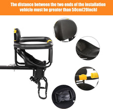 Bike Seat for Kids Front Mounted Bicycle Seats for Children with Foot Pedal Non-Slip Handrails Portable Baby Bike Seat Universal Toddler Bike Seat for Adult Bike Attachment for Kids On Adult Bike