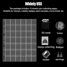 Coin Collecting Sleeves for All Coins - 42 Pockets per Sheet, 2.8x2.8cm Pocket Dimension Pocket Sleeves, Coin sorter 15 Sheets Standard 9-Hole Coin Storage Pages (42Pocket,2.8x2.8cm,15 Sheet)