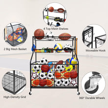 Garage Sports Equipment Organizer Garage Ball Storage Rack for Sports Gear and Toys Outdoor Toy Storage Sports Organizer for Garage Organization with Baskets Hooks and Rolling for Garage School Gym