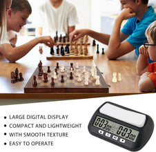 Professional Digital Chess Clock Timer Multifunctional with Bonus Delay Countdown Alarm Features Chess 2-Player Board Games Portable Timer with Tournament Chess Timer Clock Bonus Time Features, Black