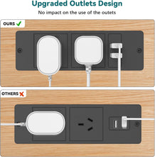 Furniture Recessed Power Strip with 2 USB Ports, 240V 10A, 2400W Max, Flush Mount Power Hub with 1.5m Power Cord, Recessed Outlet for RV Furniture Outlet, Desk, or Kitchen Countertop, AU/NZ Sockets