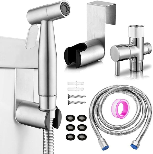 Handheld Toilet Bidet Sprayer for Toilet Variable Spray Pressure with Bidet Hose for Feminine Wash Muslim Shower Stainless Steel Bathroom Jet Sprayer Kit for Pet,Toilet, Baby Cloth Diaper Washer