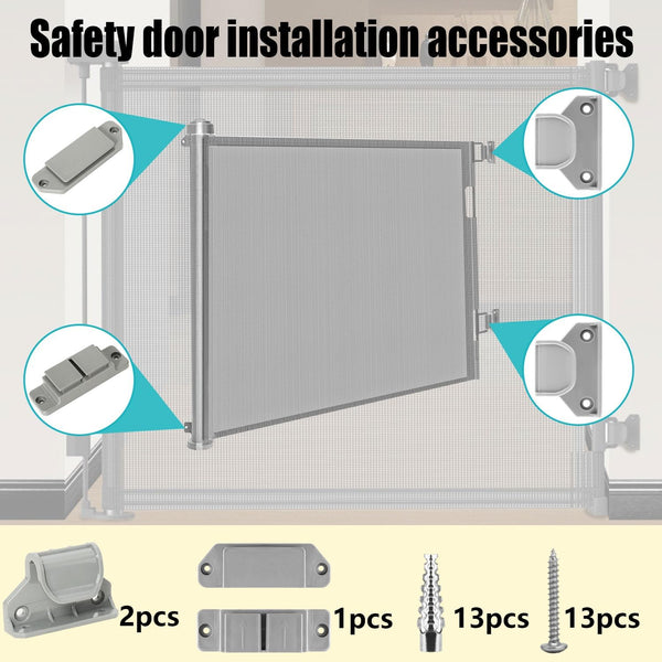 Complete Baby Gate Replacement Parts Kit - Includes Brackets, Latches, and Screws - Essential Wall Mounting Hardware Set for Retractable Baby and Pet Gates - Ideal for DoxCot Baby & Dog Gates, Gray