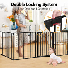 198''(505cm) - Extra Wide Baby Gate with Door,Foldable Fireplace Fence,Extra Long Baby Gate Playpen with 19