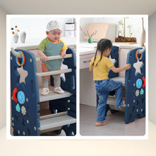 Toddler Standing Tower Montessori Step Stool for Kids - Toddler Kitchen Step Stool with Double Safety Rails, 3 Adjustable Heights Non-Slip Foot Pads Kids Learning Helper at Counters and Bathrooms