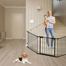 80.7''(205cm) - Adjustable Baby Safety Gate With Walk Through Baby Gate For Stairs,Puppy Gates For The House Metal Pet Barrier For Toddler, Dog, Cat For Doorways –Sturdy &Configurable, Black, 3 Panels