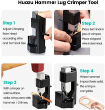 Hammer Battery Lug Crimper Tool Heavy Duty Lug Cable Hammer Crimping Tool,Hammer Cable Crimper for Crimps Battery and Welding cables Fit for Crimps Battery and Welding cables 8 AWG TO 0000 Wire Gauge