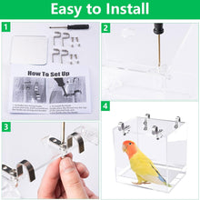 Hanging Cube Bird Bath Cage Bird Bath for Cockatiels Bird Bath for Cage No-Leakage Upgrated Acrylic Clear Bird Bathtub Parrot Parakeets Shower Box Bowl Cage Accessory for Water&Sand Washing,16x16x16cm