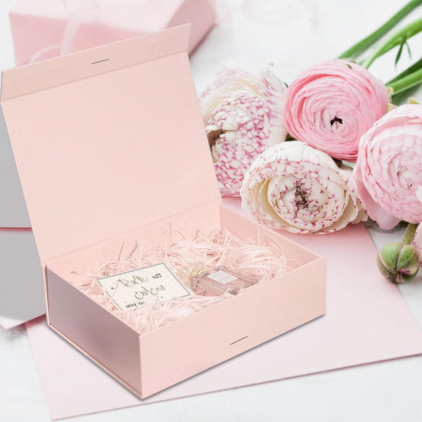 5Pcs Exquisite Pink Box for Gift, Bridesmaid Gift Box with Ribbon, Magnetic Closure, Birthday Box, Bride Gift Box, Gift Boxes for Presents, Baby Gift Box, Surprise Box Gift Box (Pink, 25x22x9, 5PCS)