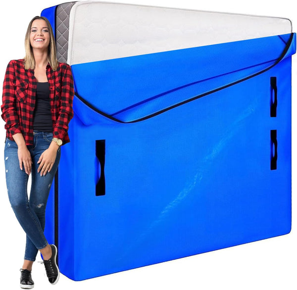 King Mattress Bag For Moving Mattress Cover King Size Mattress Moving Bag For Moving Bed Cover Heavy Duty Tarp Reusable Mattress Storage Bag Easy Carrier Mattress Moving Cover (King Size,208x200x38cm)