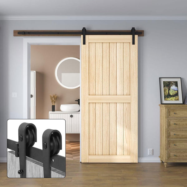 2M/6.6FT Sliding Barn Door Track Hardware Kit Barn Door Hardware kit Barn Door Track Sliding Door Hardware Kit with Dual Stopper Options Fit Bedrooms Living Rooms for 36in-40in Wide Sliding Door,6.6FT