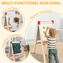 Deluxe Kids Art Easel for Kids 3-8 Years - 3 in 1 Double-Sided Standing Design with Magnetic Whiteboard, Chalkboard, Dry-Erase Board, Kids Art Easel with Paper Roll & Accessories - Toddler Easel , 55x55cm