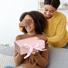 Gift Box with Lid, Collapsible Bridesmaid Magnetic Closure Proposal Box with Satin Ribbons, Sturdy Storage Box for Birthdays, Weddings,Christmas(Pink, 33.2 x 27 x 11.2cm, 13.1 x 10.6 x 4.4 inchs)