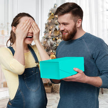 Gift Box with Lid, Collapsible Bridesmaid Proposal Box with Magnetic, Sturdy Storage Box for Birthdays, Weddings, Father's Day, Christmas(turquoise,35 x 23 x 10,13.7 x 9 x 3.9 inches)