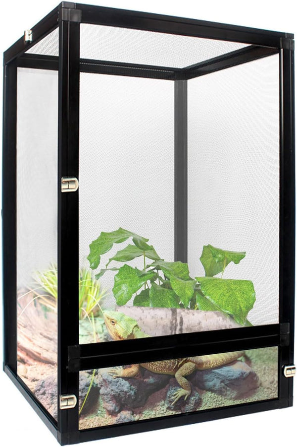 45 Gallon Aluminum Screen Cage - 360° Observation Reptile Terrarium for Chameleons Geckos Lizards Interaction-Easy Assembly Large Breeding Space Secure Open-Air Design (80x45x45cm/ 31.5x17.7x17.7)