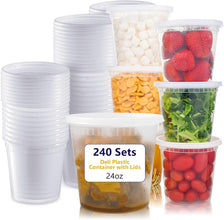 60-Set Combo Deli Containers with Airtight Lids (8oz, 16oz, 32oz) - BPA-Free, Leakproof, Stackable, Microwave, Dishwasher & Freezer Safe - Good for Meal Prep, Portion Control, and Food Storage