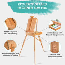Deluxe French Easel for painting - Beech Wood Studio & Field Sketchbox Easel stand for painting,Adjustable and Foldable with Storage Drawer Art Painting Display Holds Canvas Up to 34