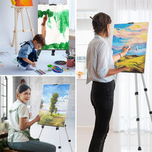 Silver Artist Easel Stand - Adjustable Aluminum Tripod Art Easel for Painting Easel Stand for Painting Easel for Adults with Carry Bag for Tabletop/Floor Painting & Display, Height 19-62