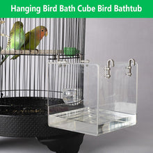 Hanging Cube Bird Bath Cage Bird Bath for Cockatiels Bird Bath for Cage No-Leakage Upgrated Acrylic Clear Bird Bathtub Parrot Parakeets Shower Box Bowl Cage Accessory for Water&Sand Washing,16x16x16cm