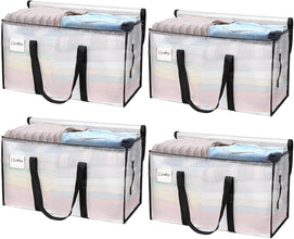 8-Pack Clear Storage Bags for Clothes with Strong Handles and Zipper Heavy-Duty Moving & Storage Bags Packing Supplies for Clothing Space-Saving Storage Totes Alternative to Wardrobe Boxes, 69x35x38cm