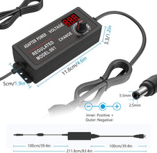 60W Universal Power Supply Adjustable 3-12V 5A 60W Universal Power Adapter DC 3V 4.5V 5V 6V 7.5V 9V 12V Variable Universal DC Adapter 100V~240V AC to DC Variable Power Converter with 14 Adaptor Tips