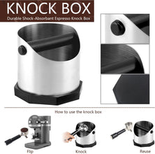 Espresso Knock Box with Rubberized Bar and Anti-Slip Base Durable Stainless Steel Coffee Espresso Grounds Knock Box Espresso Machine Accessories for Home Barista Coffee Grounds Disposal, Silver, 750ml