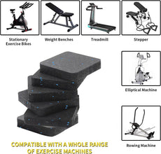 6 Pcs Anti-Slip Treadmill Mats for Floor Protection -10x10x2cm Shock Absorbent Rubber Mats for Carpet and Hardwood, Heavy Duty Durable Exercise Equipment Mats for Gym,Home Fitness,and Outdoor Sports