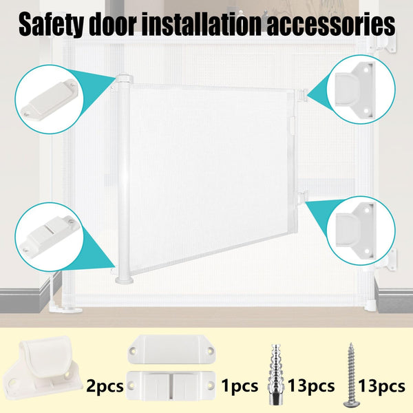 Baby and Pet Gate Repair Kit - 2 Brackets, 2 Latches, Full Wall Mounting Kit for DoxCot Retractable Baby and Pet Safety Gates - Durable Brackets, Latches, and Installation Screws Included,White