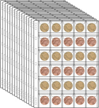 30-Pocket Coin Collection Pages, Coin Collection Supplies Standard 9-Hole Binder Compatible Coin Binder 3.5x3.5cm Pocket Size Coin and Stamp Collecting Supplies (30Pocket,3.5x3.5cm,15 Sheet)