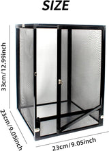 3 Gallon Black Aluminum Screen Cage - Good Enclosure for Chameleons, Geckos Interaction! Reptile Terrarium Front Opening Door, Full View, Airflow,Easy Assembly (13