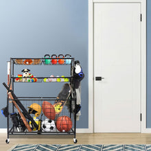 Garage Sports Equipment Organizer Garage Ball Storage Rack for Sports Gear and Toys Outdoor Toy Storage Sports Organizer for Garage Organization with Baskets Hooks and Rolling for Garage School Gym