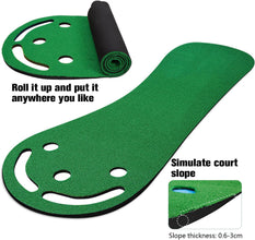 Putting Green Indoor for Golf Putting Green Mats Set, Non-Slip Design 3-Hole Putting Mat Golf Trainning Mat for Home Office Golf Lovers Indoor/Outdoor Play, 90 x 270cm