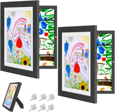Artwork Showcase Frame for Kids Art Frame Front Opening,Magnetic Easy Use,Stores 100 A4 Artworks for Displaying Children's Paintings, Photos on Desk or Wall in Home and Office(Black,1Pcs,13 X 9.7inch)